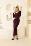Stone Detailed Fishnet Evening Dress - 6