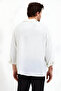 Men's Summer Shirt - White, Oversize, Textured, LonG Sleeve, Loose Fit - 4