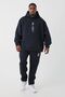 Men's Black Chest Vertical Printed Unisex Oversize Hooded Sweatshirt