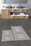 Printed Washable Non-Slip Floral Home Written Double Bathroom Carpet Mat Toilet Set - 8