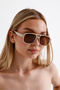 Unisex Gabriela Cream Frame Brown Glass Sunglasses with Uv400 Protection - 7