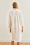 Women's White Side Oval Slit Muslin Shirt Dress Elb- 19002243 - 2