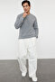 Gray Slim Slim Fit Crew Neck Textured Knitwear Sweater Tmnaw20Iy0014 - 2