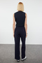 Koyu Lacivert Yüksek Bel Wide Leg/Geniş Paça Pilili Dokuma Kumaş Pantolon TWOAW21PL0076 - 10