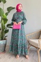 Green Viscose Dress with Buttoned Ethnic Belt