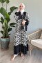Print Balloon Sleeve Ecru Viscose Dress - 4