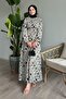 Beige Chiffon Dress - Abstract Brush Pattern - 4