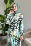 Mixed Stripe Pattern Mint Chiffon Dress - 4