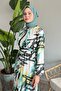 Mixed Stripe Pattern Mint Chiffon Dress - 2