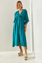 Women's Turquoise Double Breasted Collar Front Slit Dress 60251487 - 3