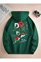 Unisex Dream Gül Printed Oversized Winter 3 Thread 100% Cotton K Hooded Sweatshirt Hoodie
