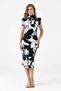 Women's digital print sandy fabric slit design stand collar padded sleeveless midi dress 12271 - 4