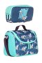 Boys' Thermally Insulated Lunch Bag and Pencil Case Set - Blue Turquoise Jaws