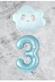 Age 3 Blue Number Cloud Foil Balloon Set