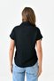 Women's Seersucker Short Sleeve Black Shirt with Pocket Detail 9628 - 3
