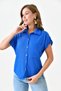 Pocket Detailed Seersucker Fabric Short Sleeve Cobalt Blue Shirt 9628