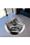 Round Black Beige Women's Face and Mountain Patterned Woven Base Carpet Miraface43