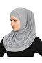 Two Pieces Ready to Wear Neck Collar Headscarf Shawl Ready Scarf Viscose - Gray - 5