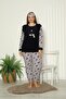 Women's Large Size Fleece Pajama Set with Pockets 02159 - 2