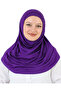 Two Pieces Ready to Wear Neck Collar Headscarf Shawl Ready Scarf Viscose - Purple