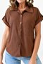 Women's Seersucker Short Sleeve White Shirt with Pocket Detail 9628 - 2