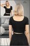Women's Black Slim Fit Short Sleeve Body Blouse Chest Collar Body Wrap Soft & Flexible 5081 - 7