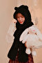 Hooded Plush Beanie Scarf Women's Welsoft Fleece Kaşkol Neck Collar Shawl Windproof Hat with Ears