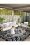 Beige Antique Design Series Fringed Blue Detailed Patterned Decorative Carpet Antik106 - 2