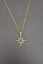 Space Blue Star Galaxy Planet Necklace - Steel Gold