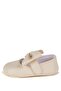 Cream Baby Girl Faux Leather Bow Ballerina Booties First Step Shoes - 3