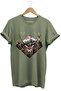Hunting Deer Hunting Mountain Nature Printed Minimal Regular Fit 100% Cotton Khaki T-Shirt