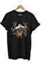 Hunting Deer Hunting Mountain Nature Printed Minimal Regular Fit 100% Cotton Black T-Shirt