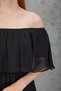 Women's Maxi Length Skirt Ruffled Black Chiffon Dress 5009 - 7