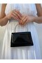 Women's Patent Leather Black Evening Dress Clutch Portfolio Chain Strap Handheld Wedding Engagement Evening Shoulder Bag - 2