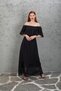 Women's Maxi Length Skirt Ruffled Black Chiffon Dress 5009 - 6