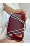 Women's Patent Leather Burgundy Evening Dress Clutch Portfolio Chain Strap Handheld Wedding Engagement Evening Shoulder Bag - 4