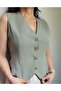 Women's Lined Stylish Linen Vest-Hakii - 4