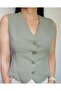 Women's Lined Stylish Linen Vest-Hakii - 3