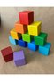 Rainbow Color Wooden Toy Cubes , Montessori Kids Play Wooden Cubes - 3
