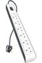 6 Way/6 Plug Surge Protection Strip With 2 Meters Cord Length - Heavy Duty Electrical Extension - 4