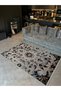 Beige Antique Design Series Fringed Leaf Detailed Patterned Decorative Carpet antik107 - 2