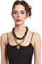 Women's Thick Chain Shaped Heart Charm Green & Gold Color Acrylic Design Necklace - 6