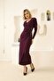 Stone Detailed Fishnet Evening Dress - 5