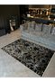 Dark Tones Antique Design Series Fringed Leaf Detailed Patterned Decorative Carpet Antik108 - 2