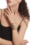 Women's Lacquer Gold Color Plated Adjustable Open Band Framed Geometric Figured Bracelet