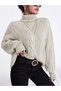 Women's fisherman neck hair braided knitwear sweater - 4