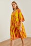 Women's Mustard V Neck Spanish Sleeve Woven Viscose Dress Elb- 19002238 - 5