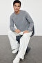 Gray Slim Slim Fit Crew Neck Textured Knitwear Sweater Tmnaw20Iy0014