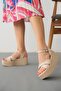 Nensi Skin Cross Strapped Wedge Heeled Sandals - 2