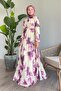 Fuchsia Tie-Dye Patterned Chiffon Dress